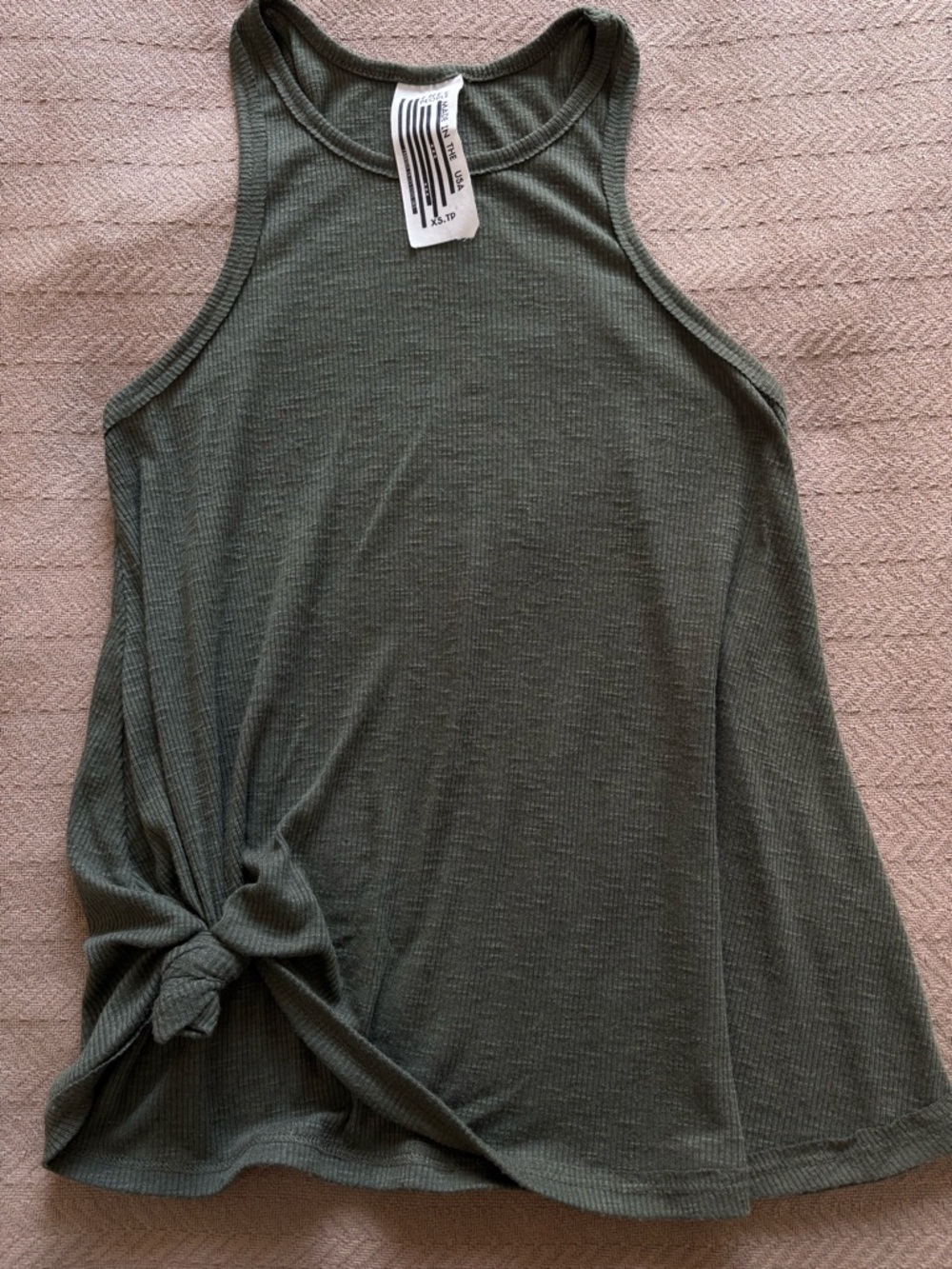 Free People Ribbed Tank Tops in Olive and Black - Knot Front - Picture 3 of 13